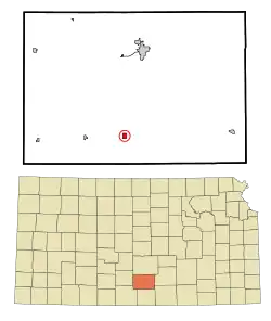 Location within Kingman County and Kansas