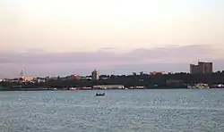 The skyline of Kisumu City from Lake Victoria