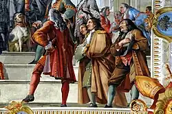 Fromiller and Sons as a self-perpetuation in the lower right corner of the ceiling fresco in the large coat of arms hall