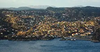 View of the village as seen from Bergen