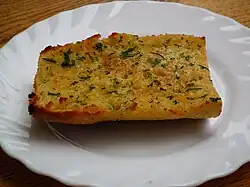A slice of garlic bread