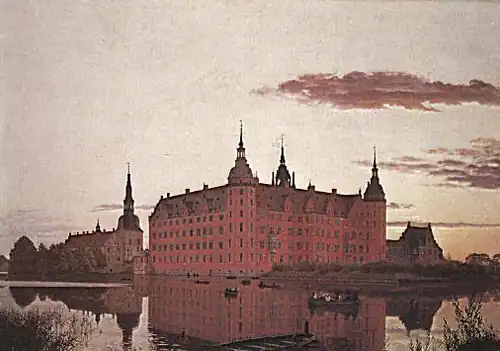 Frederiksborg Slot ved Aftenbelysning (1835)