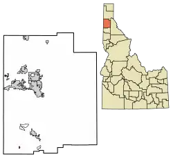 Location of Worley in Kootenai County, Idaho.