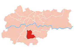 Location of Podgórze Duchackie within Kraków