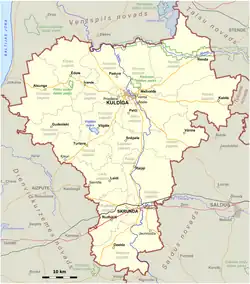 Location of Kuldīga Municipality