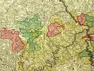 County of Manderscheid (green) on a map from c. 1720
