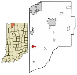 Location of Wanatah in LaPorte County, Indiana.