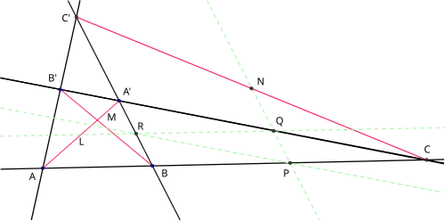 Labels used in proof concerning complete quadrilateral