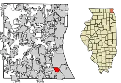Location of Bannockburn in Lake County, Illinois.