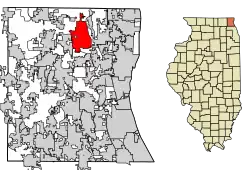 Location of Old Mill Creek in Lake County, Illinois.