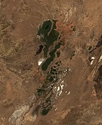 Sarykopa, one of the main lakes of the basin