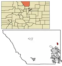Location of Wellington in Larimer County, Colorado.