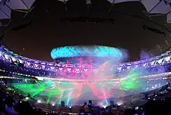 Laser light show at the closing ceremony