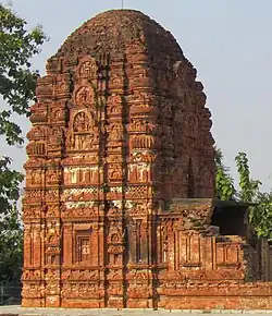 Corner amalakas at the 7th-century Lakshamana temple in brick at Sirpur