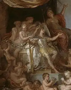 Le roi gouverne par lui-même, the modello for the central panel of the ceiling of the Hall of Mirrors  1680 by Charles Le Brun, (1619–1690).