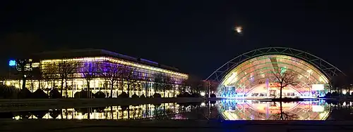The Leipzig Trade Fair seen from the west during the 35C3