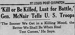 News account of McNair's nationwide radio speech in 1942