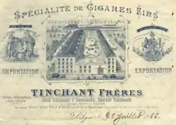 Masthead depicting the factory where Tinchant Fréres made cigars in Antwerp