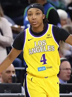Liatu King in a Los Angeles Sparks jersey