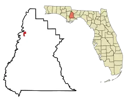 Location in Liberty County and the state of Florida