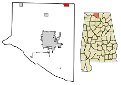 Location of Ardmore in Limestone County, Alabama
