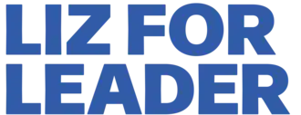 "Liz for Leader" written in blue block capitals.