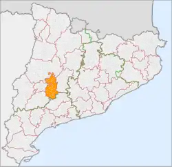 Location of Urgell in the region of Catalonia
