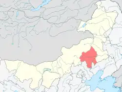 Location of Chifeng City jurisdiction in Inner Mongolia