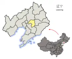 Location of Liaoyang City jurisdiction in Liaoning