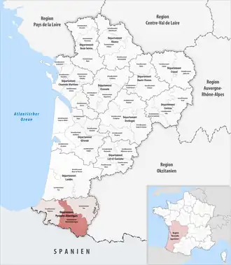Location within the region Nouvelle-Aquitaine