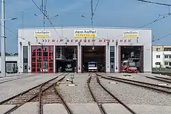 Four-track depot building