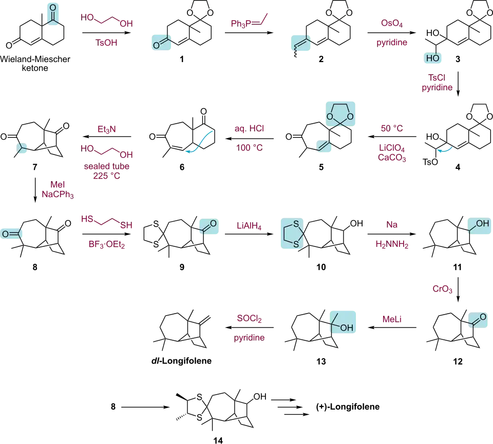 Longifolene total synthesis by Corey.svg