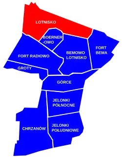 The location of the City Information System area of Lotnisko within the district of Bemowo