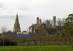 The hall and church from the east
