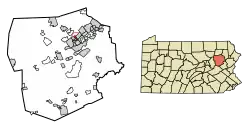 Location of Luzerne in Luzerne County, Pennsylvania