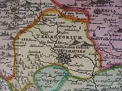 Map of the Free Imperial City of Mühlhausen in the 18th century