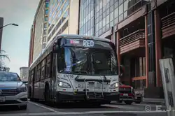 A bus on a city street