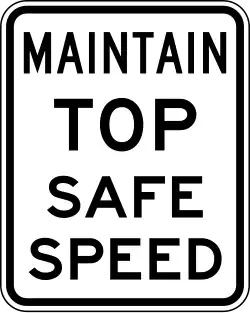 Unique speed limit sign in the United States on evacuation routes requiring drivers to maintain the maximum safe speed
