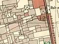 The area of building (not highlighted) in the 1936-47 Survey of Palestine map of the Old City. The Madrasah al-Tankiziya is labelled 12).
