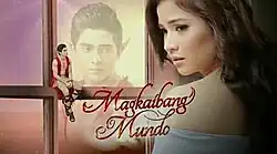 An image of Juancho Triviño and Louise delos Reyes, over a window. The series title is displayed on the lower side of the image.