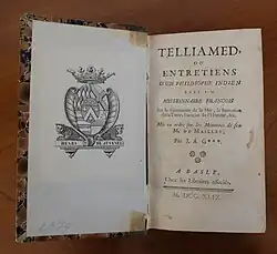 Title page and frontispiece of "Telliamed" (1749)