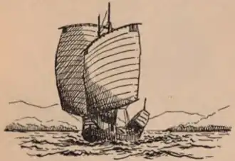 Malay Penjajap goosewinged (lug sails)