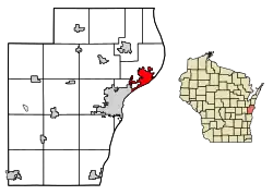 Location of Two Rivers in Manitowoc County, Wisconsin