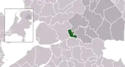 Highlighted position of Meppel in a municipal map of Drenthe