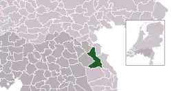 Highlighted position of Boxmeer in a municipal map of North Brabant