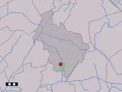 The village (dark red) and the statistical district (light green) of Drijber in the municipality of Midden-Drenthe.