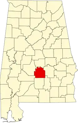 State map highlighting Lowndes County