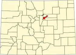 Map of Colorado highlighting the City and County of Denver