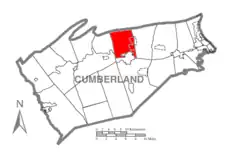 Map of Cumberland County, Pennsylvania highlighting North Middleton Township