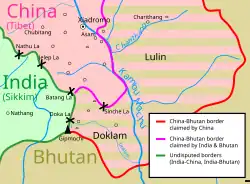 Map of Doklam and the surrounding area